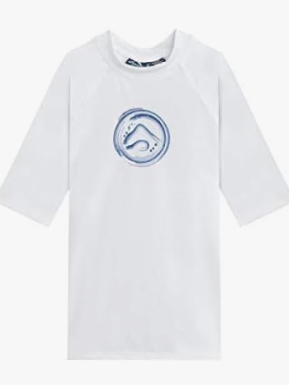 Kanu Surf White Kids Rash Guard with Blue Wave Emblem